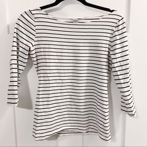 H&M Black and White Striped Quarter Sleeve Top